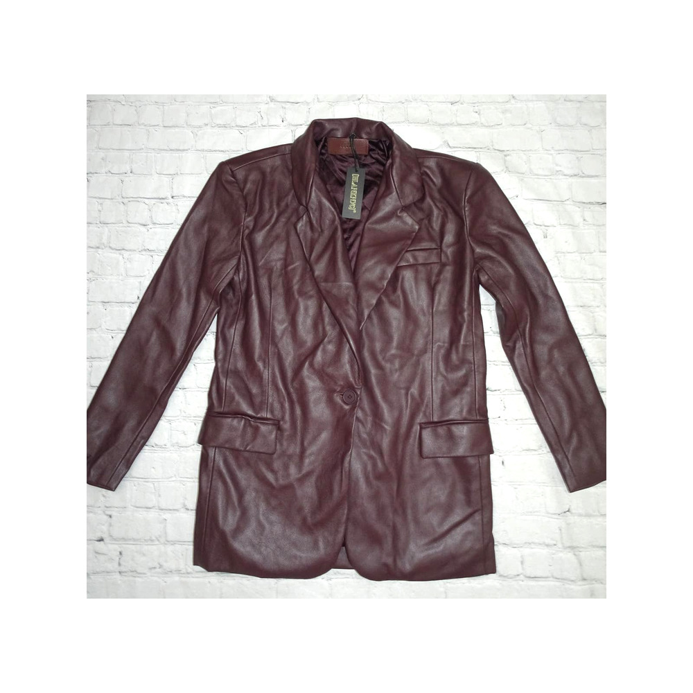 NWT BlankNYC Oversized Leather Blazer, Maroon, XS